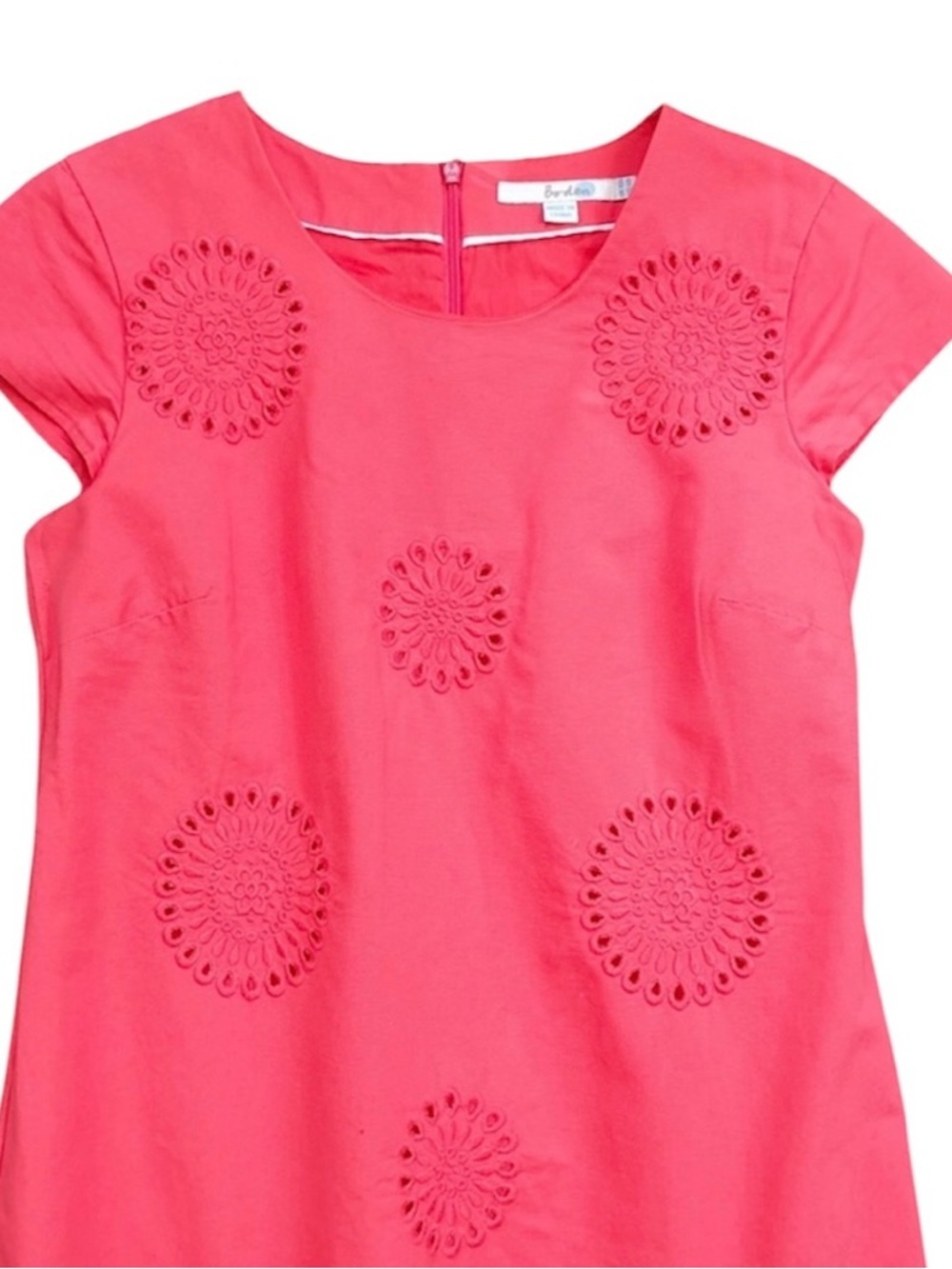 BODEN | Women’s Coral Pink Eyelet Embroidered Midi Dress, US 8 - Picture 3 of 9